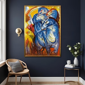 Franz Marc A Tower of Blue Horses Art Print – Expressionist Wall Decor, Blue Horse Painting, Modern Abstract Animal Artwork Gift , Colorful