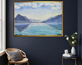 Lake Thun Canvas Print by Ferdinand Hodler | Swiss Mountain Landscape Art
