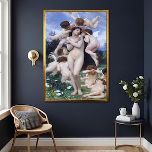 Powrót wiosny Druk Williama-Adolphe Bouguereau 1886, Klasyczna reprodukcja sztuki francuskiej, Plakat artystyczny, Dekoracja ścienna w stylu vintage, Duże płótno