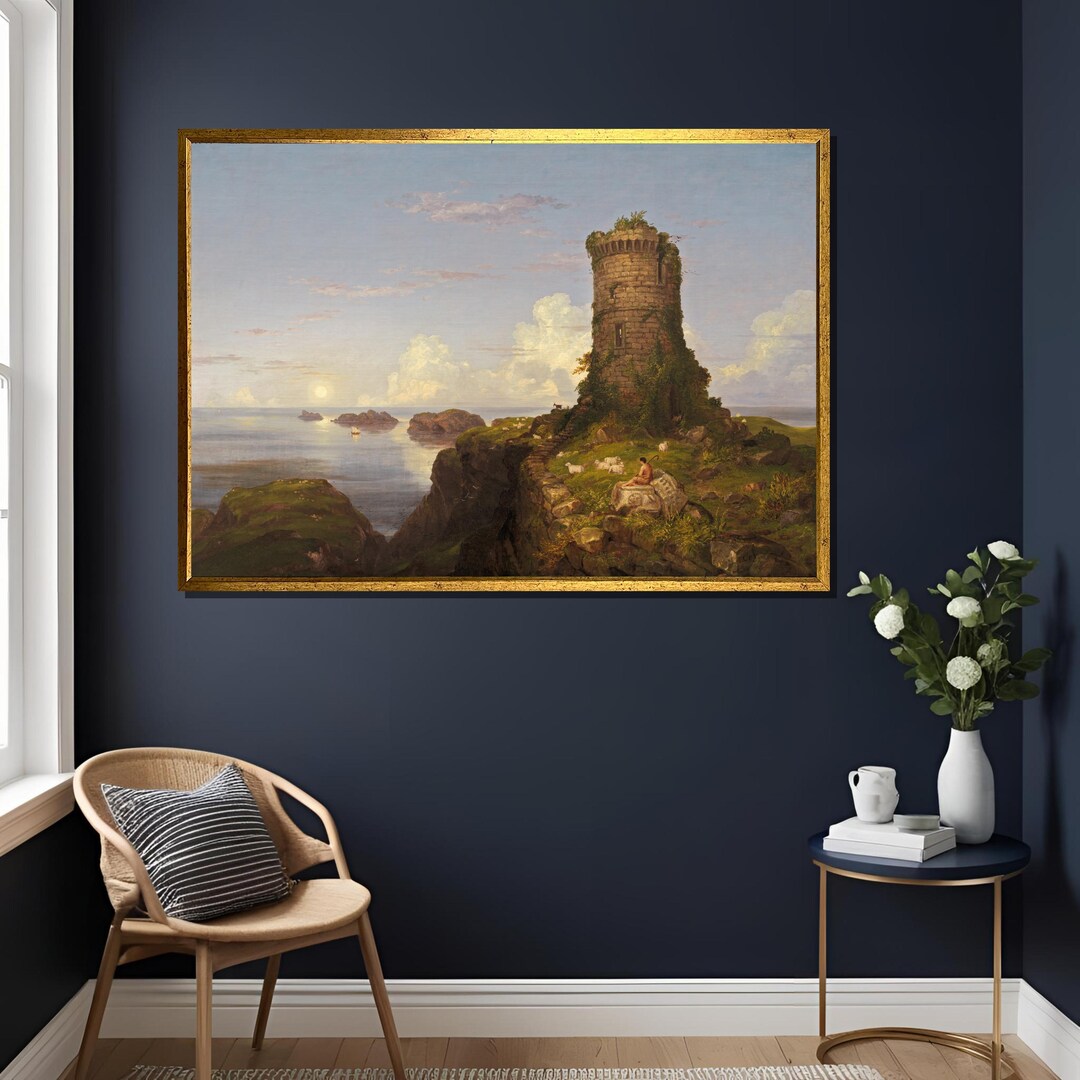 Thomas Cole Ruine Mediterranean Coastal Canvas Print – Thomas Cole Italian Ruined Tower ...