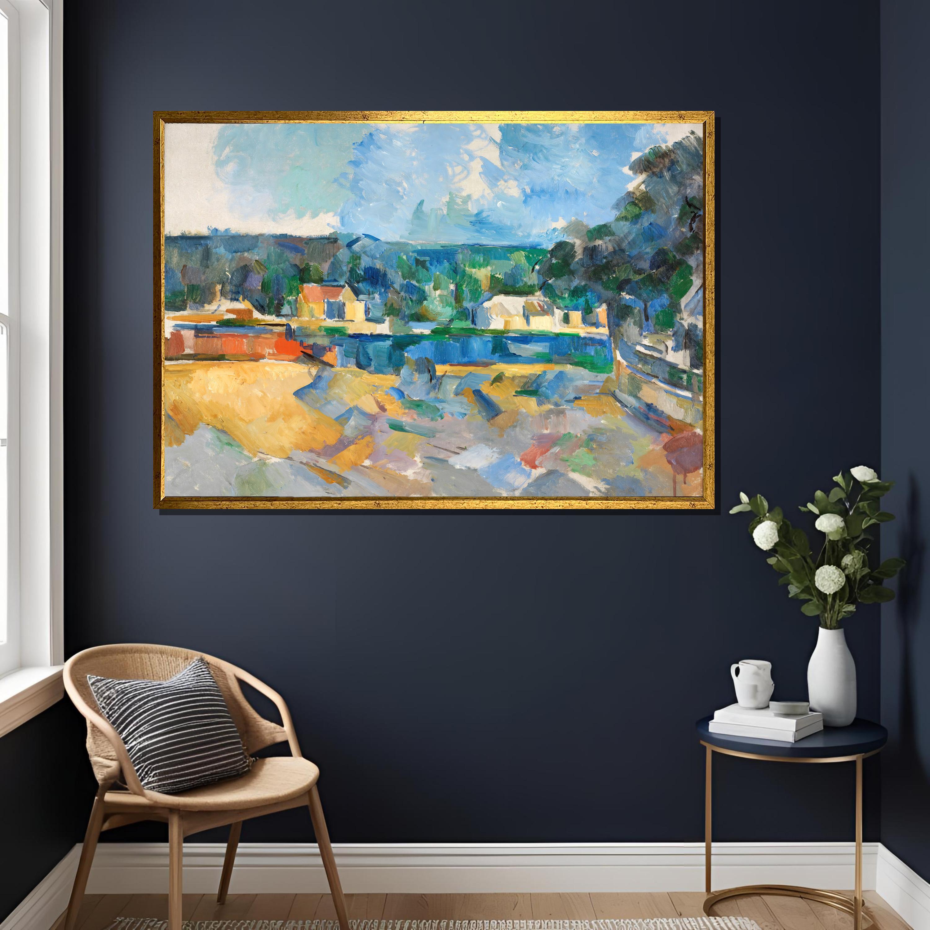 Paul Cezanne River Landscape Art Print, Classic Nature Painting