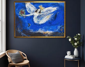 シャガールのアートプリント「新郎新婦、エッフェル塔のロマンチックな