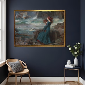 Miranda by John William Waterhouse - The Tempest Art Print, Romantic Pre-Raphaelite Painting, Shakespeare Inspired Wall Decor , Luxury Art