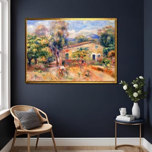 Pierre Auguste Renoir The Farm at Collettes Canvas Print Vintage French Landscape Painting Wall Art for Cozy Rustic Country Home Decor