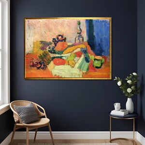 Henri Matisse Still Life 1900 Art Print,Vintage Floral Painting Wall Decor,French Modernist Artwork Gift,Multi Colour Art Print,Large Canvas