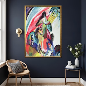 The Rider by Wassily Kandinsky | Symbolist Expressionist Canvas Wall Art – Dreamy Horseback Scene for Artistic Interiors ,Expressionist Art