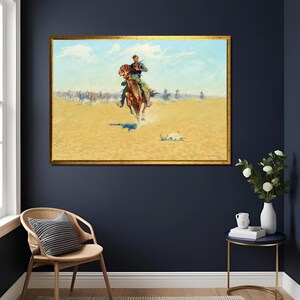 Frederic Remington Print: Cutting Out Pony Herds 1908 Western Art Stampede Cowboy Wall Decor , Southwestern Cowboy Ride a Horse ,