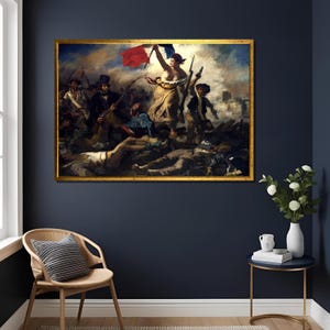 Liberty Leading the People Print by Eugène Delacroix - French Revolution Art Wall Decor, Historical Painting Reproduction,Eugene Delacroix