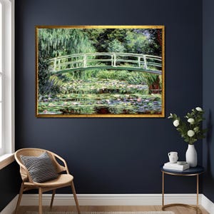 Claude Monet White Waterlilies Bridge Painting Print - Impressionist Wall Art, Floral Home Decor, Gift for Art Lovers , Monet Wall Art