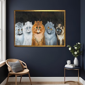 Louis Wain's Five Cats Canvas Print – Whimsical Feline Art Reproduction