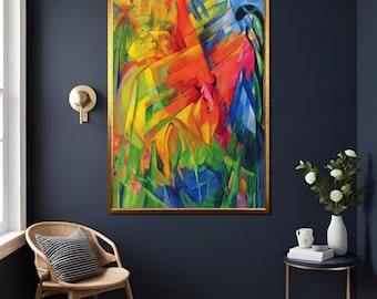 Franz Marc Djur i ett landskapstryck - Expressionistiskt färgstarkt konstverk