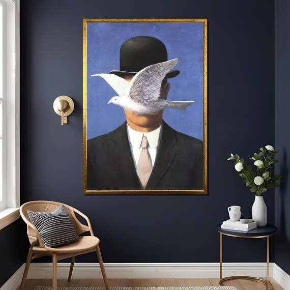 額装済/山高帽の男（ルネ マグリット） ポスター アート 山高帽の男（ルネ マグリット） 額装品 アルミ