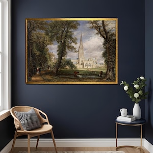 John Constable&#39;s Salisbury Cathedral from the Bishop&#39;s Garden. Iconic 19th Century English Romantic Painting.