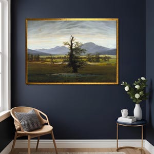 The Lonely Tree by Caspar David Friedrich - Classic Romantic Landscape Art Print, Wall Decor, Nature Painting, Vintage Fine Art Poster