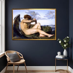 Fallen Angel Painting by Alexandre Cabanel - Classic Mythological Art Print, Romanticism Wall Decor, Angel Artwork Gift , Large Canvas