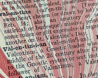 Marbled Antique Dictionary Page Showing Valentine Words