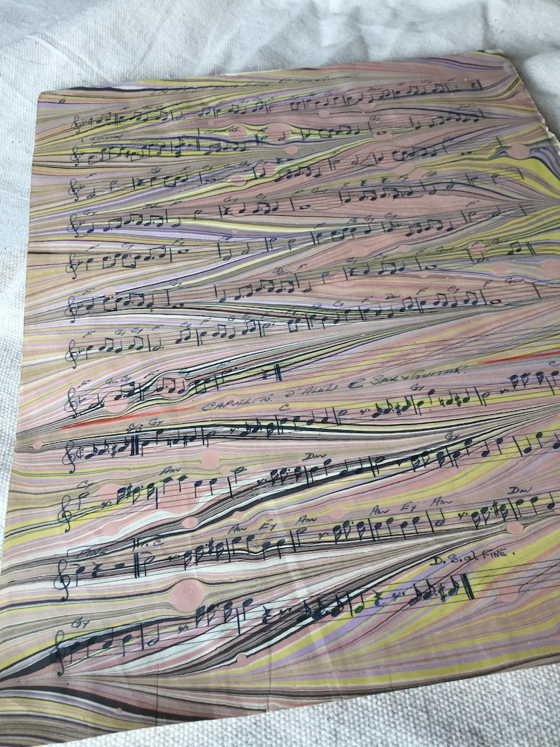 Marbled Antique Hand Written Sheet Music for Sax and Guitar