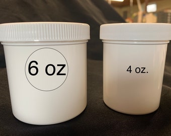 6 oz. White Plastic Wide-mouth Jar With Lid Set of 6 or 12 Watertight With Styro-seal.