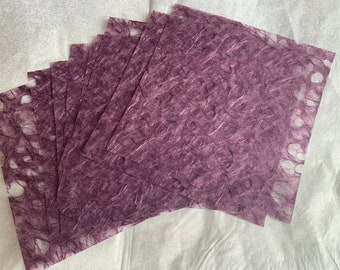 Six Plum Colored Japanese Ogura Lace Paper Squares 5”