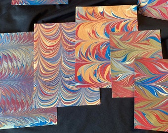 Marbled Paper - Five-piece Experimental Scrap Pack on Manila Card Stock