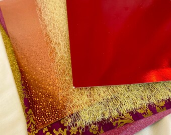Colossal Warm Tone Sparkle Paper Pack – Glitter, Metallic, Tulle, Shimmering Gold-tone Scrapbook Paper