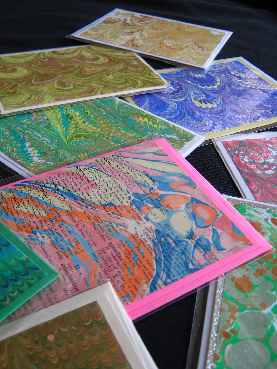Hand-marbled Note Card Set: 4 Large Blank Cards, Random Assortment - Etsy