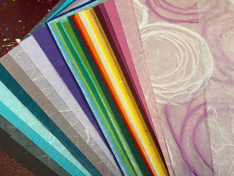 Ultimate Rainbow Set 36 Sheets Unryu Mulberry Tissue Paper 8.5 x 11 image 3