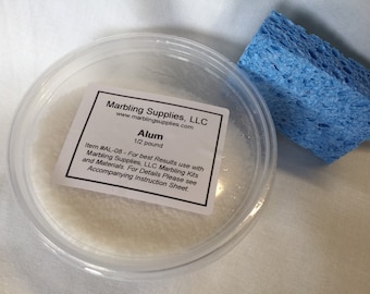 Crystalline Marbling Alum for Paper and Fabric With Application Sponge - 1/2 Pound Aluminum Sulfate with Instructions