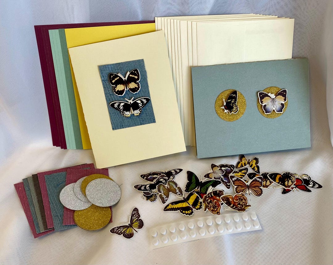 DIY Card Making Kit Teeny Tiny Butterflies 12 Blank 4 1/4 X 5 1/2 - Etsy