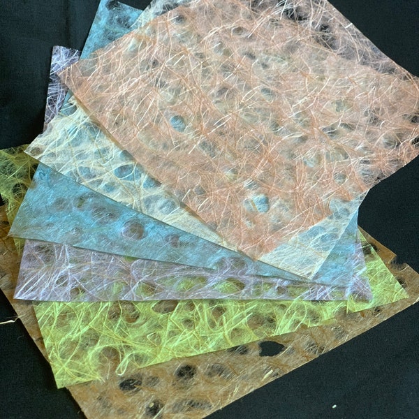 Set of 6 Japanese Ogura Lace Paper Squares 5” Light Colors Choice of Blush, Lilac, Natural, Sky Blue, Spring Green, Russet - Free US Ship