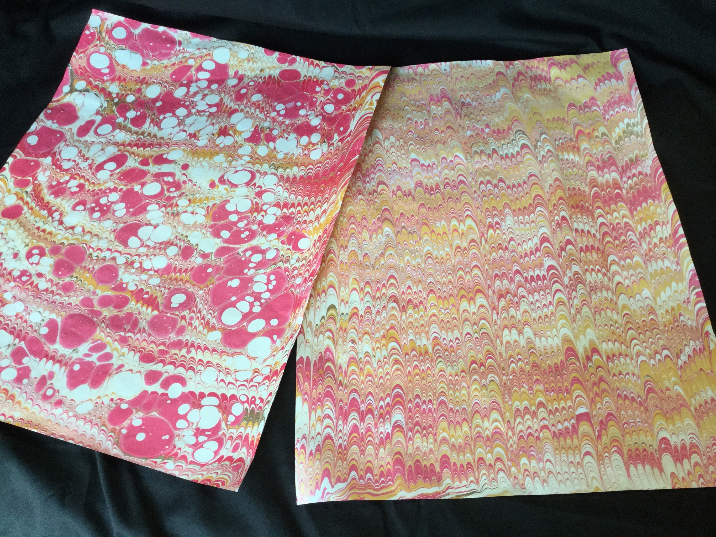 Ketchup & Mustard Pale Large Hand Marbled Paper Set of Two Etsy