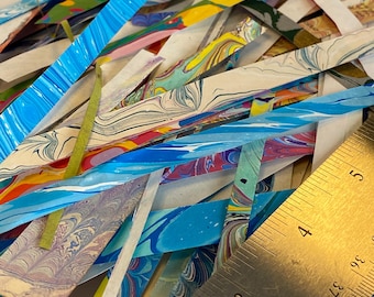 Hand-marbled Paper Scrap Strip Collection