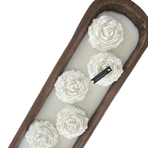 Handmade Flower-Shaped Dough Wood Bowl Candle – Natural Soy Wax | Rustic Boho Home Decor