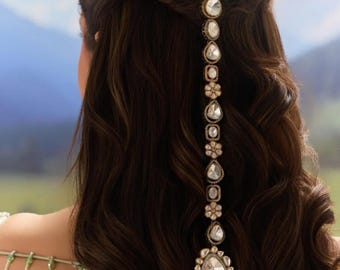 Kundan Bridal Hair Accessory, Indian Wedding Headpiece, Ethnic Hair Jewelry