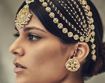 Boho Bridal Hair Jewelry: Indian Wedding Gold Hairpiece