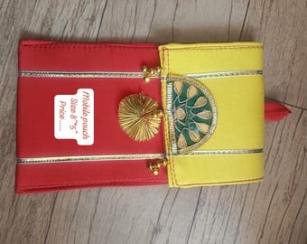 Embroidered Ethnic Mobile Pouch | Indian Fabric Phone Sleeve, Tassel Detail
