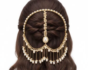 Gold Pearl Hair Jewelry | Bridal Bun Accessory, Indian Wedding