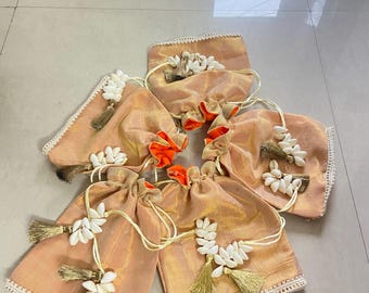 Silk Potli Bag | Wedding Bridal Drawstring Pouch, Indian Ethnic Favor Bag