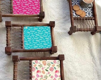 Handmade Mini Charpai Tray | Wooden Serving Tray | Rustic Boho Decor