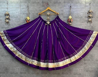 Purple Banarasi Border Lehenga Skirt | Indian Wedding Festive Maxi Skirt