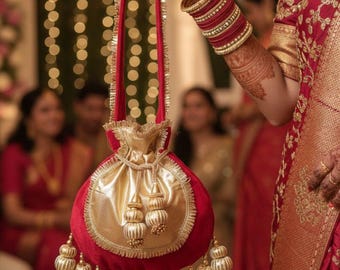 Handcrafted Indian Potli Bag | Ethnic Drawstring Pouch for Weddings, Festive & Bridal Wear
