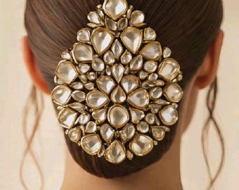 Elegant Kundan Hair Brooch – Bridal & Party Hair Accessory