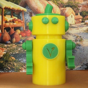 Yellow Bell Pepper Robot. Gift for Vegan. Kitchen Decor. Handmade. Art Toy Sculpture.