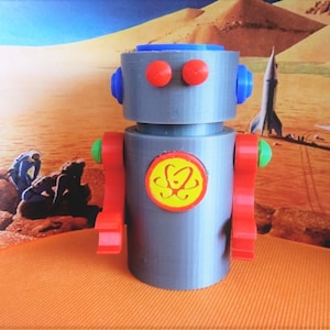 Atomic Robot Deluxe. Handmade. Art Toy Sculpture. Room Decor. Science Fiction Gift.