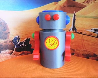 Atomic Robot Deluxe. Handmade. Art Toy Sculpture. Room Decor. Science Fiction Gift.