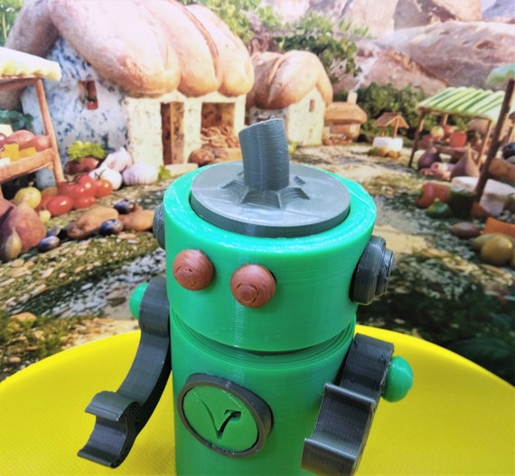 Green Bell Pepper Robot. Gift for Vegan. Kitchen Decor. Handmade.  Art Toy Sculpture.