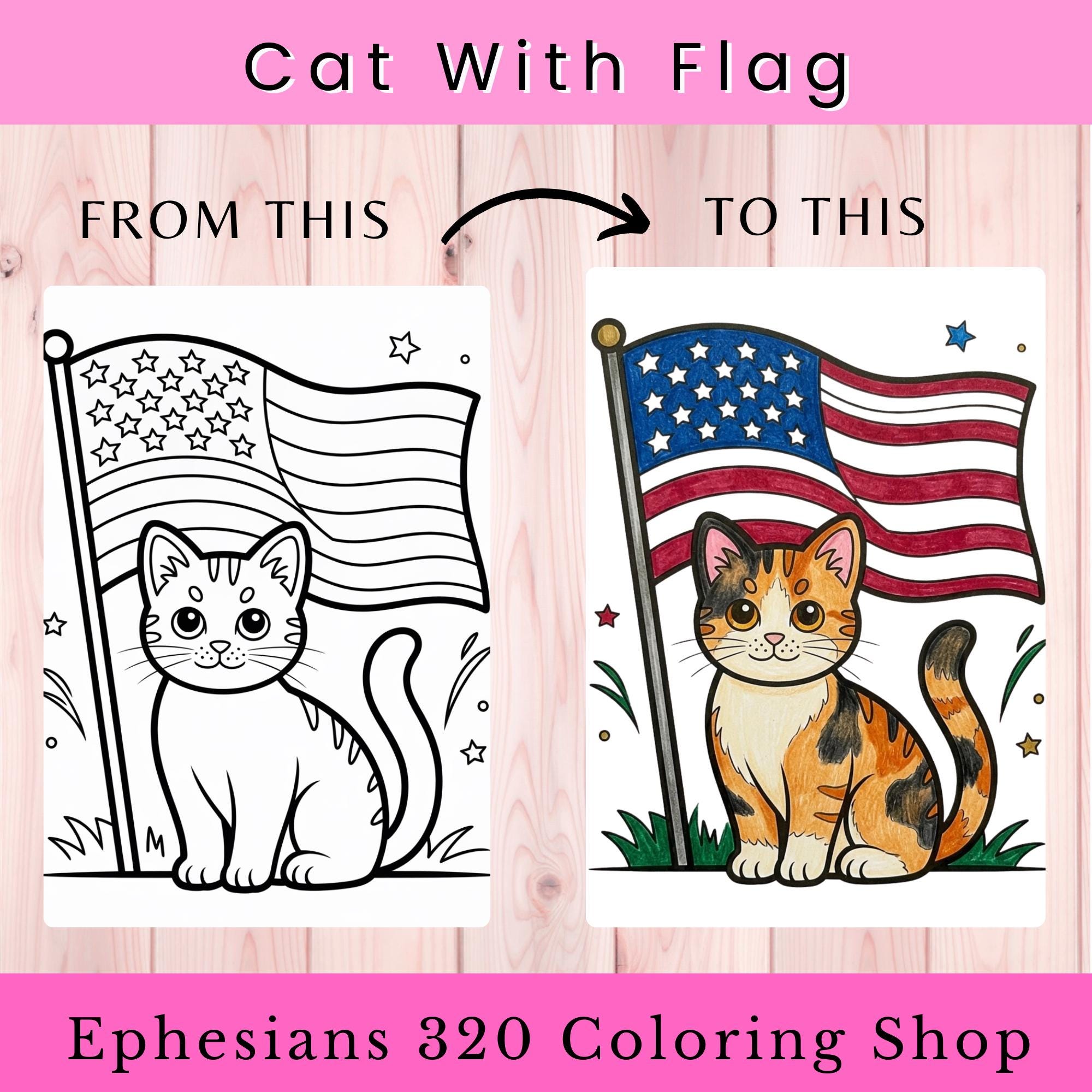Patriotic Fourth Of July Cat Coloring Pages Printable PDF Kids…