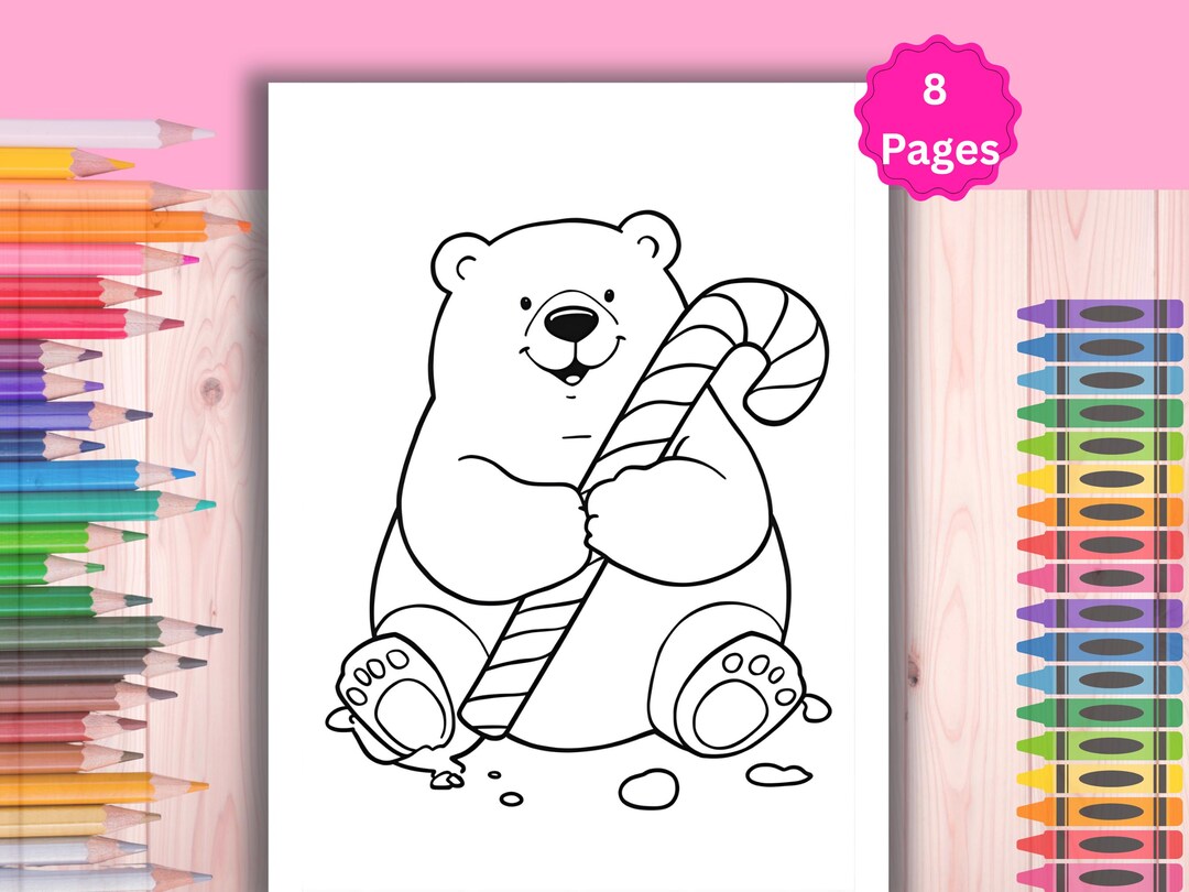 Polar Bear Christmas Coloring Pages - Etsy