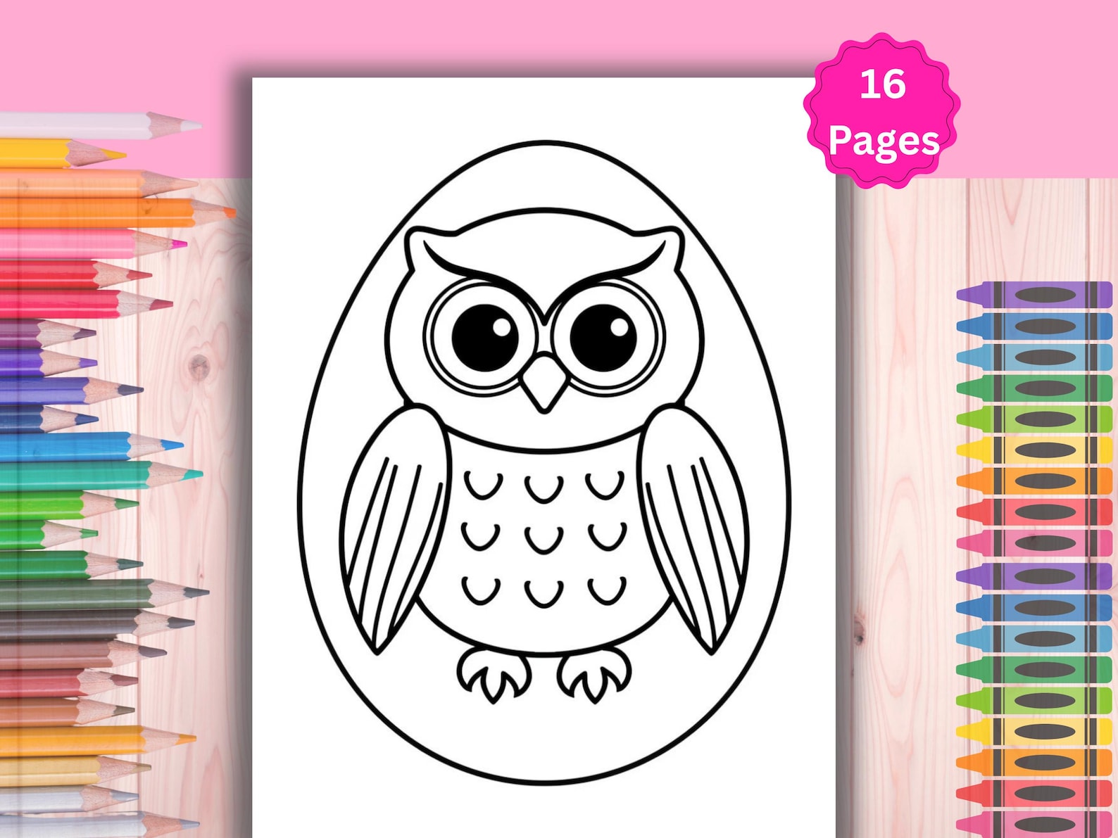 Owl Easter Egg Coloring Pages | Printable PDF | Kids Activity | Instant ...