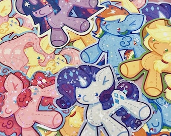 MLP Mane 6 Plush Stickers | ~2.5-3 Inch Vinyl Stickers